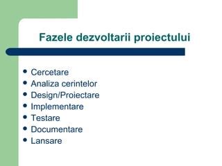 Infografic: Fluxul dezvoltării unei aplicații software (analiză - proiectare - implementare - testare - instruire)