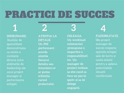 Infografic cu abilitățile cheie ale unui manager de proiect