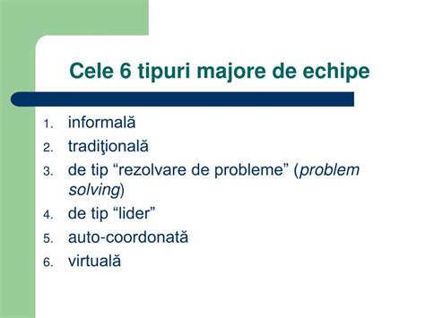 Tipuri de dinamici în echipe eficiente