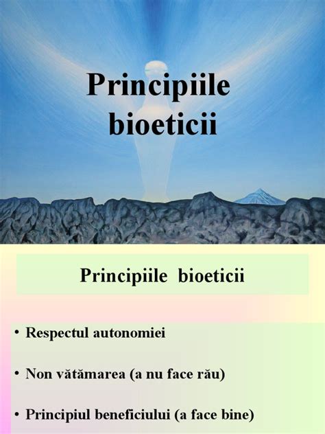 Diagramă cu principiile bioeticii