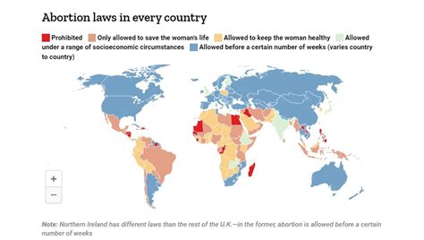 Hartă cu statele în care avortul este interzis sau restricționat.