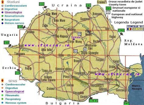 Hartă cu locațiile cabinetelor ginecologice din România