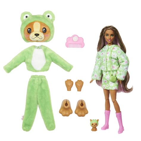 Imagine: Puppe Barbie cu costum de broscuță si cățeluș