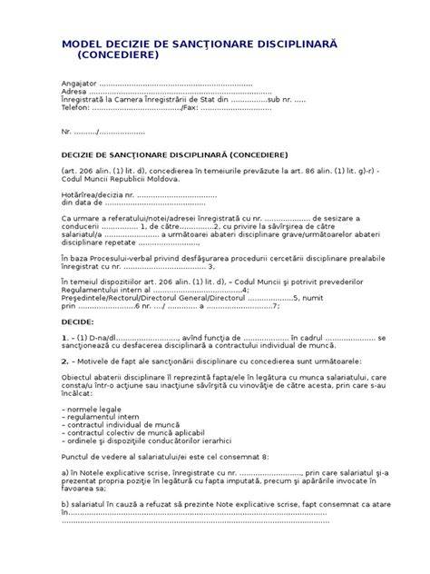 Infografic: Elemente esențiale ale deciziei de sancționare disciplinară