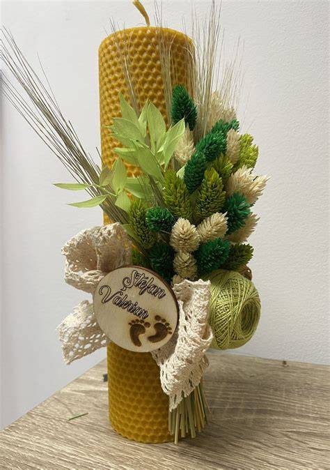 Lumânare de botez decorată