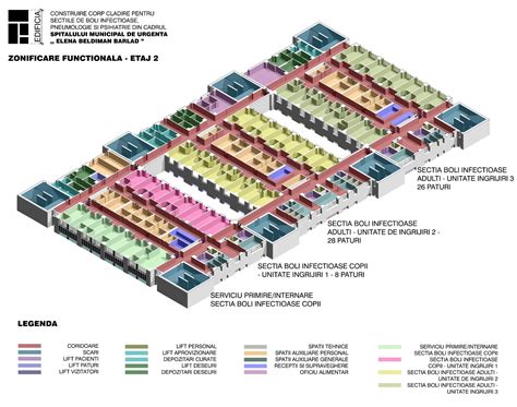 Plan de etaj Spital Municipal Fălticeni cu amplasarea secțiilor