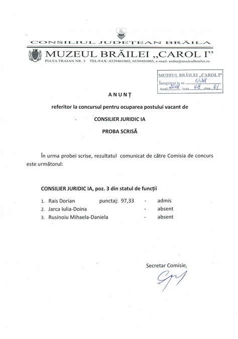 Imagine schematică: Calendar probe concurs consilier juridic