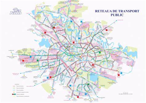 Hartă de transport în comun din București cu stațiile apropiate Maternității Giulești și Maternității Bucur