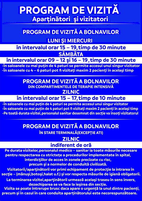 Infografic: Program de vizite si reguli secții ATI