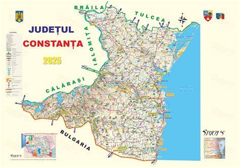 Hartă a județului Constanța evidențiind locația Spitalului Județean Constanța