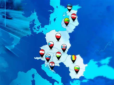 hartă cu distribuția comunităților maghiare în Europa Centrală și de Est