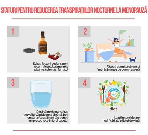 Infografic cu sfaturi pentru gestionarea transpirației nocturne