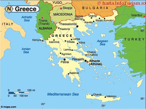 Harta topografică a Greciei rezultate în principal din geografia REGIUNILOR istorico-geografice: Macedonia, Grecia Centrală, Peloponez, Tesalia, Epir, Insulele din Marea Egee, Insulele din Marea Ionică, Creta.