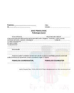 Exemplu de aviz psihologic pentru asistent maternal