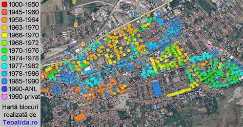 Diagrafie: harta ramificată a blocurilor comuniste în România, cu note despre anul construcției estimat
