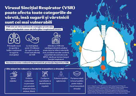 Infografic: Ciclu de transmitere a VSR și principalele virusuri asociate bronșiolitei