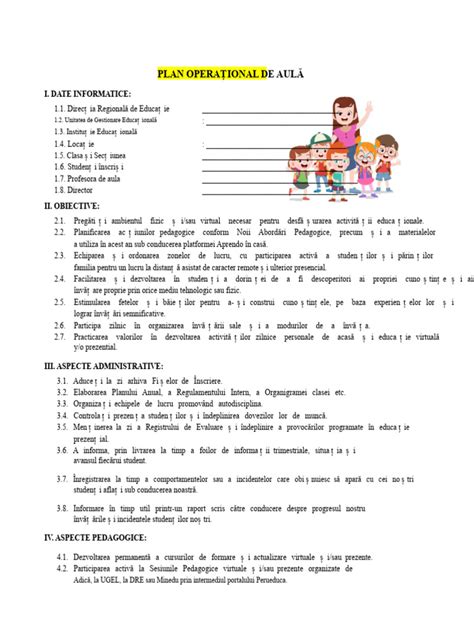 Plan operațional sala de nașteri