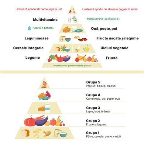 Diagramă: Piramida alimentelor sănătoase și locul al wich alimentelor-cheie