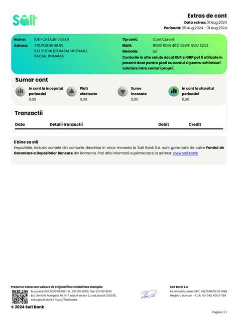 Infografic: fluxul extrasului de cont - debit, credit, detalii plată
