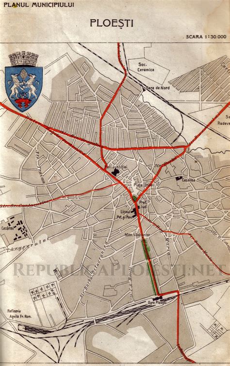 Harta orașului Ploiești cu amplasarea sediilor Spitalului Județean