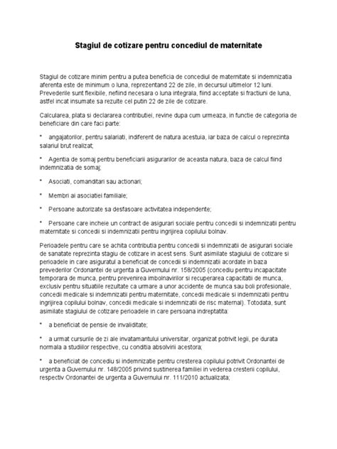 Infografic despre stagiul de cotizare și concediul de maternitate