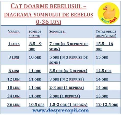Diagrama: evoluția somnului bebelușului pe primii 12 luni