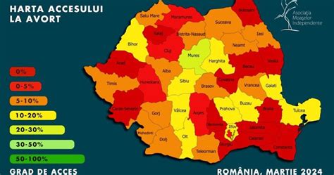 Hartă cu județele fără acces la avort la cerere