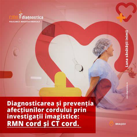 Imagine infografică despre RMN cardiac și echipă medicală