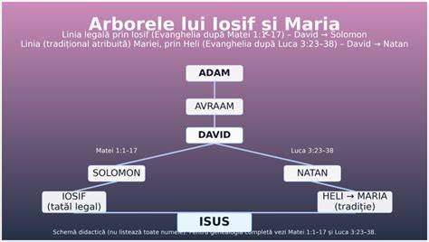Infografic: Rădăcini genealogice ale lui Iosif și Maria din Matei 1 și Luca 3