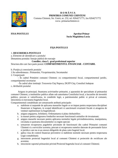 Infografic: componentele fișei postului