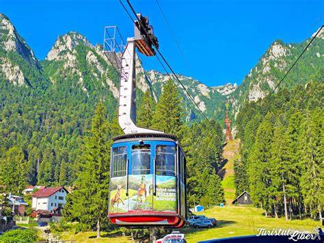 Panoramă Platoul Bucegi și Telecabina Bușteni-Babele