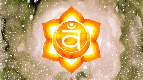 Simbol Sacral Chakra: lotus portocaliu cu șase petale, lună în centru