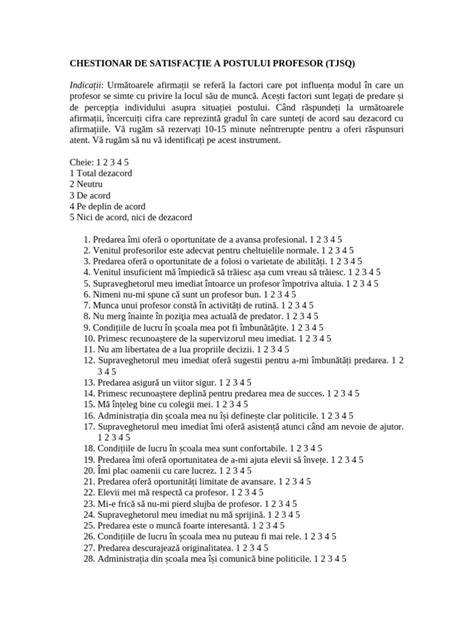 Infografic privind structura unui chestionar de satisfacție profesională: 7 categorii și formatul recomandat