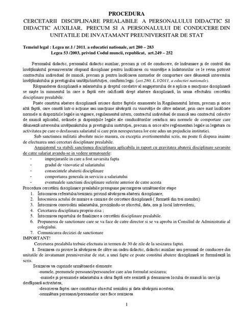 Infografica: etapele cercetarii disciplinare prealabile