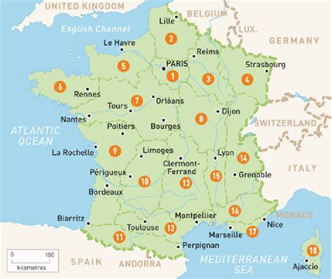Hartă a Franței cu puncte de interes medical