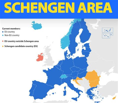 Hartă Europa cu țările din Spațiul Schengen