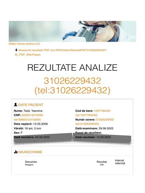 Schema decodificare rezultate analize sarcină