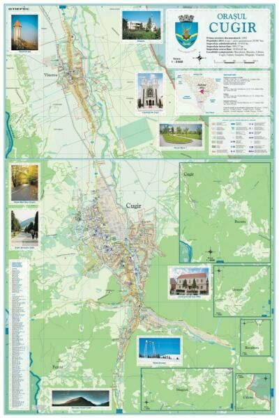Hartă administrativă a orașului Cugir și a județului Alba