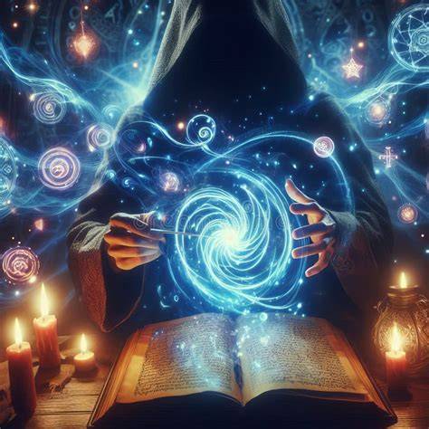 magical spell implantation scene concept