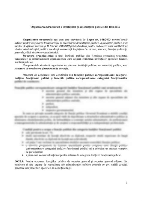 Structura organizațională a instituțiilor publice din România