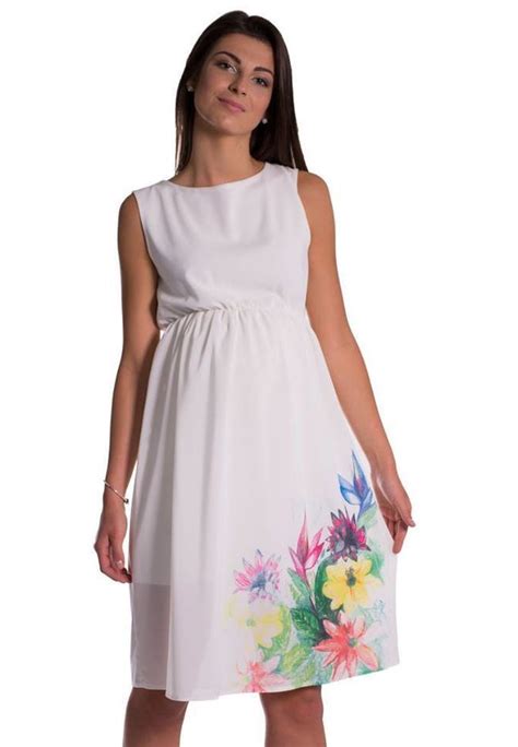 Rochie crem cu imprimeu floral pentru gravide