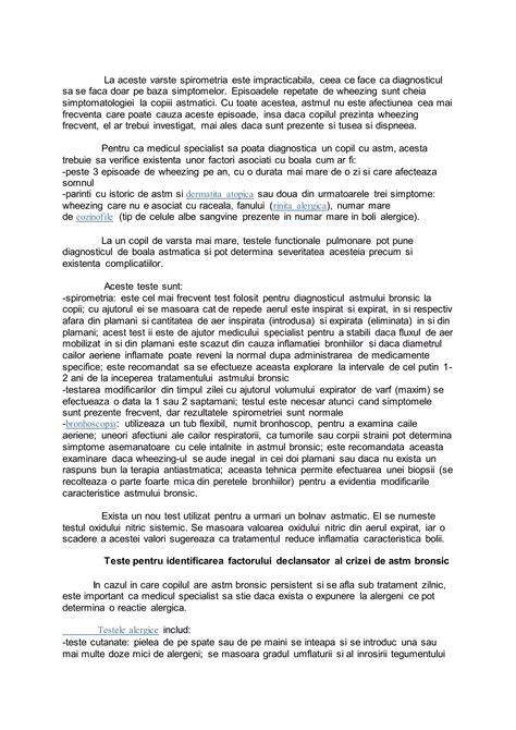 Grafic: fluxul de tratament al crizei de astm la copii