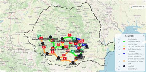 Hartă cu rutele Tarom