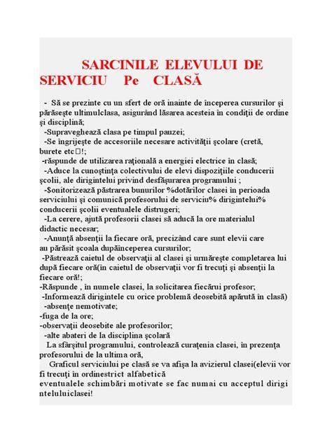 Infografic: Rolul elevului de serviciu în clasă