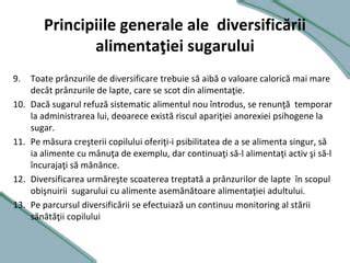 Grafic reprezentativ: etapele diversificării sugarului