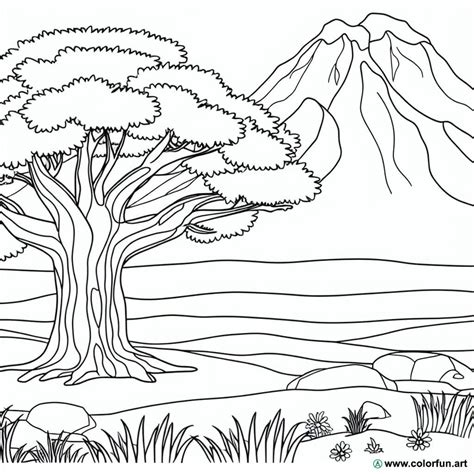 Exemplu de planșă de colorat cu natură