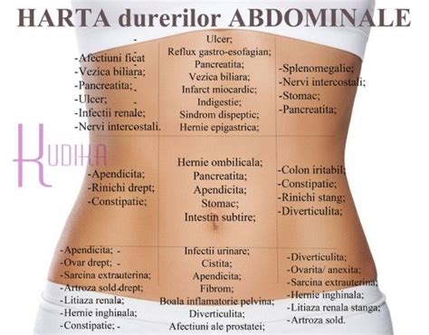 Infografic cu simptomele durerii abdominale