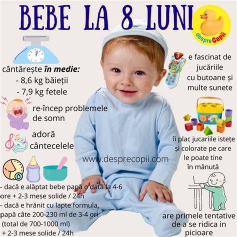 Diagramă: evoluția bebelușului de la 7 la 8 luni