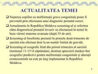 Harta cu etape de screening prenatal pe trimestre