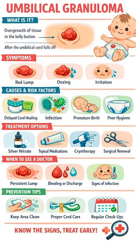 Infografic: Ciclu de vindecare a bontului ombilical și diferența dintre granulom și omfalită